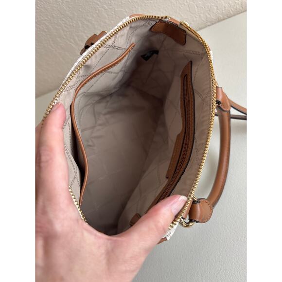 Michael Kors Sienna Medium Logo Messenger Convertible Bag Off-White and Brown - Picture 9 of 16